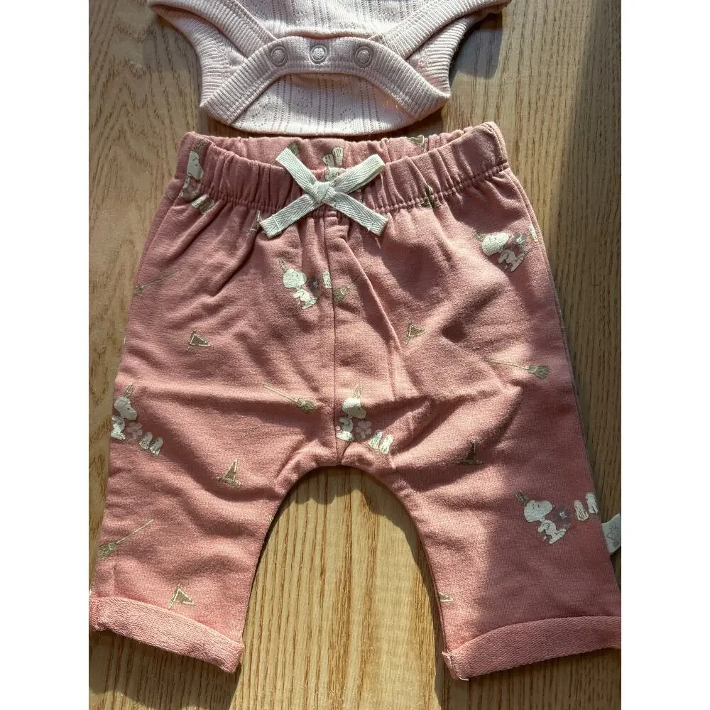 New Baby Little Snoopy 2pc Halloween 🎃Fall 🍂Theme Outfit Light Pink New Born